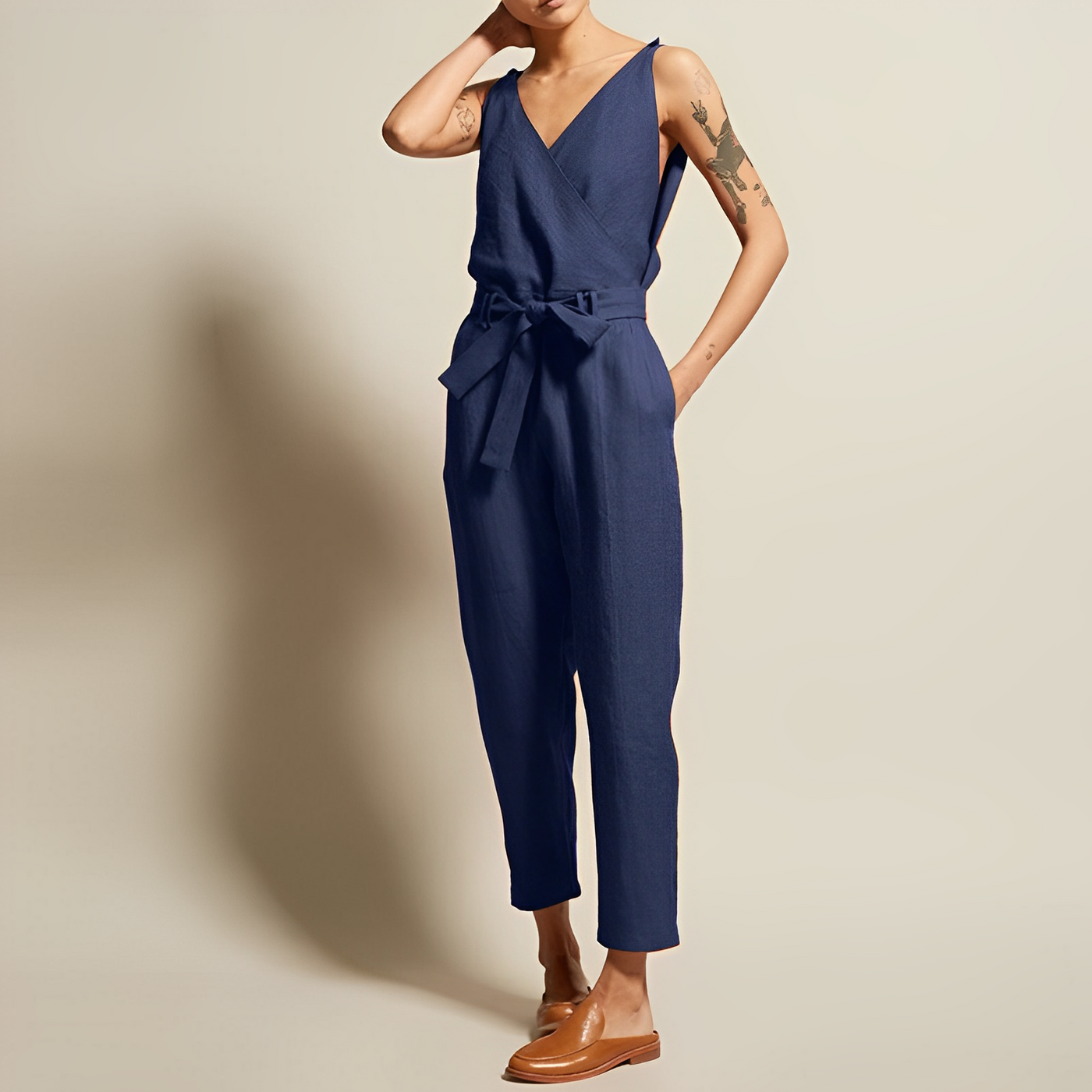 Precious - Lässige dünne Ärmel Jumpsuit