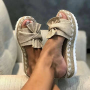 Nadine | Damen Frühlings Schleifen Slip-On Sandalen – Beige