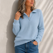 Aelis - Polokragen-Pullover mit weichem Griff – Blau