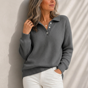 Aelis - Polokragen-Pullover mit weichem Griff – Grau