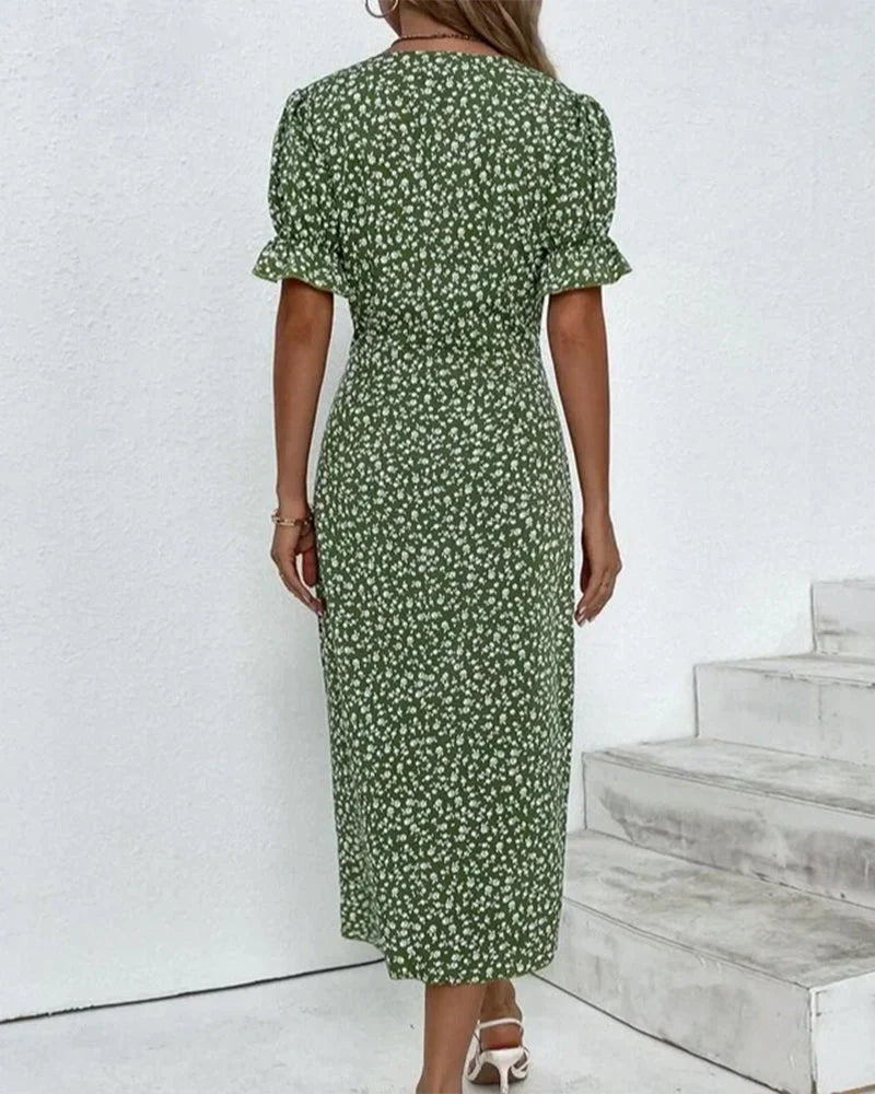 Karla - kleid mit kurzen Ärmeln und blumendruck