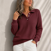 Aelis - Polokragen-Pullover mit weichem Griff – Rot