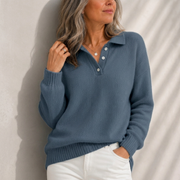 Aelis - Polokragen-Pullover mit weichem Griff – Marineblau