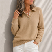 Aelis - Polokragen-Pullover mit weichem Griff – Khaki