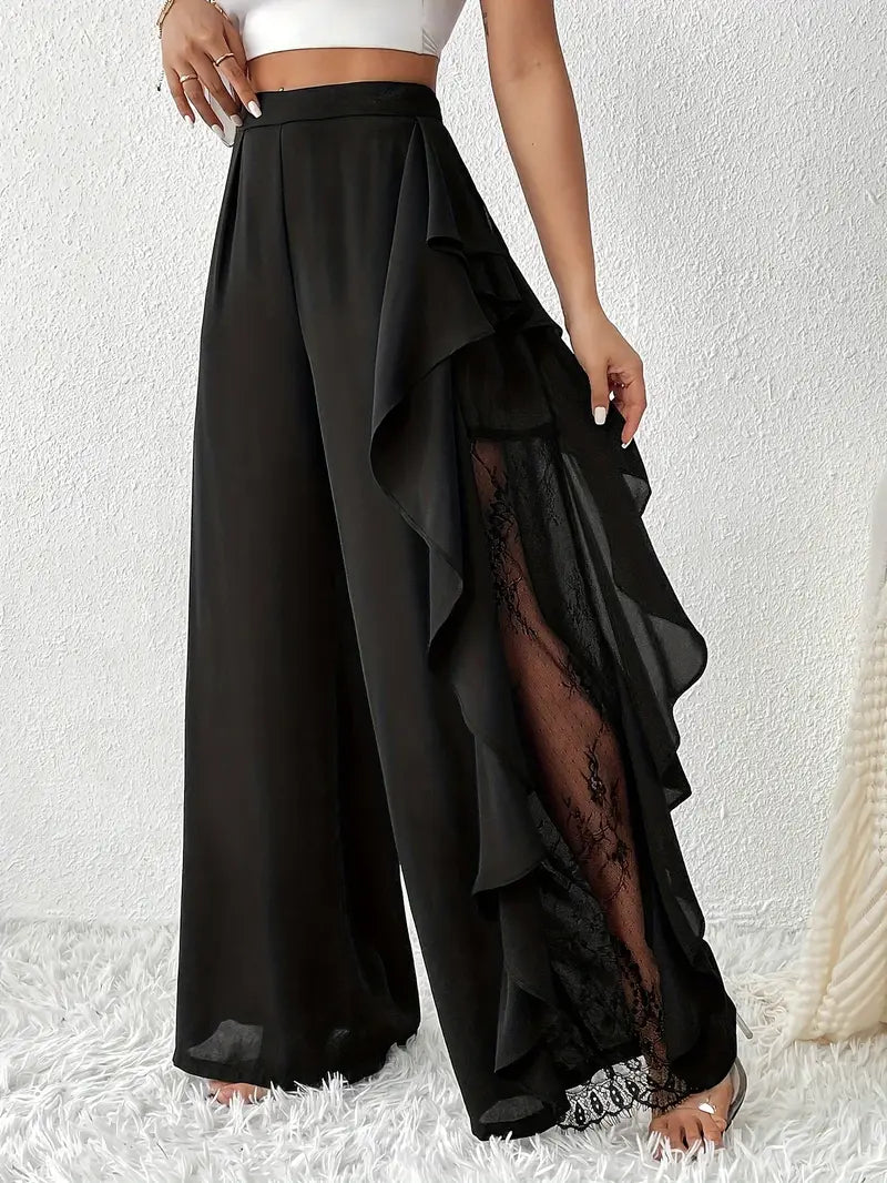 Juni | Elegante Weite Hose mit Spitzenbesatz