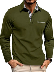 Oliver | Herren Langarm Freizeit-Polohemd – Olivgrün