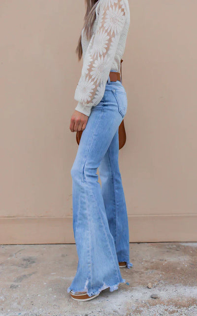 Spitzen-Top mit Strickmuster | Florale Ärmel | Elegante Leichtigkeit