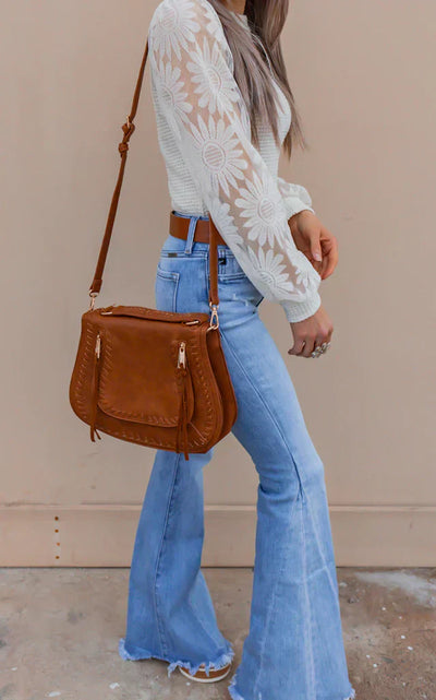 Pullover mit Blumenärmeln | Strukturstrick | Femininer Look