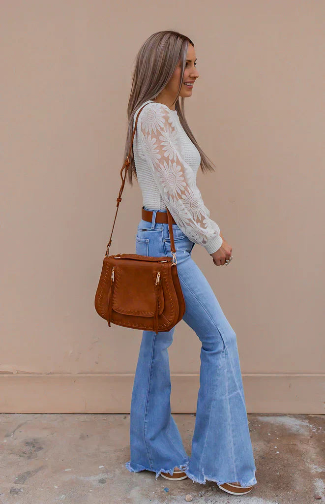 Pullover mit Blumenärmeln | Strukturstrick | Femininer Look