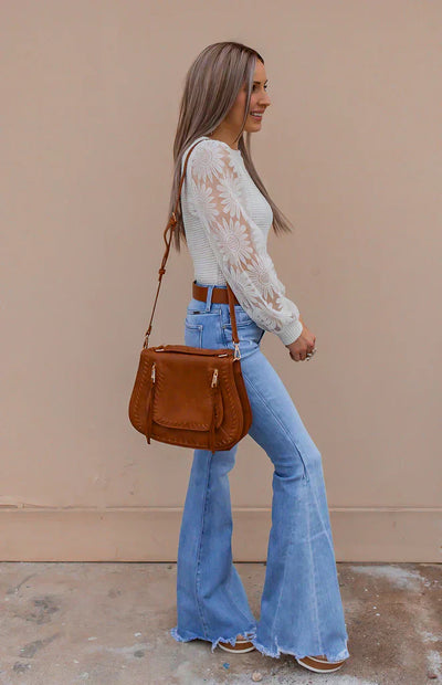 Pullover mit Blumenärmeln | Strukturstrick | Femininer Look