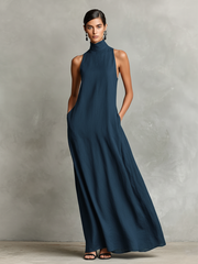 Adelaide - leichtes Maxikleid aus Leinen – Blau