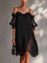 Leorina - Elegantes Minikleid mit Trägern – Schwarz