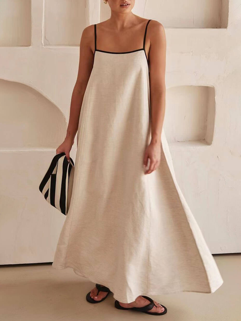 Trendy A-Linien Trägerkleid mit Kontrast-Design für Feiertage – Zoey