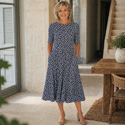 Adriah - Elegantes Blumenkleid – Dunkelblau