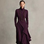 Damen-Boho-Maxikleid, asymmetrisch – Lila