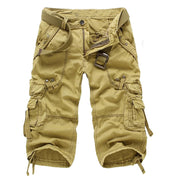 Herren Cargo-Shorts in Uni-Farbe mit mehreren Taschen – Khaki