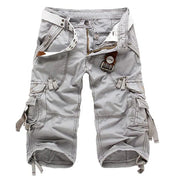 Herren Cargo-Shorts in Uni-Farbe mit mehreren Taschen – Hellgrau