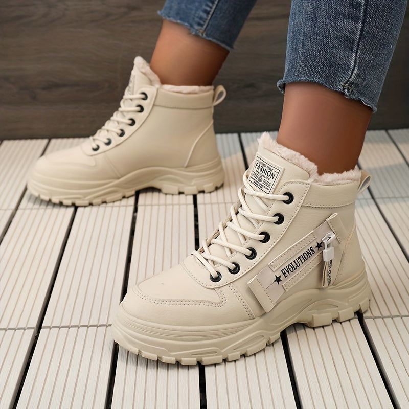 Winterschuhe Damen Stiefel | High-Top mit Lace-Up und Profilsohle