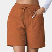 Jolanda - Bequeme Shorts mit Kordelzug – Braun