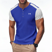 Herren Henley-T-Shirt mit Kontrastfarben – Blau