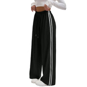 Adorielle - Sportliche gestreifte Wide-Leg-Hose – Schwarz