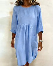 Paula | Charmantes 3/4-Arm-Kleid Damen – Blau