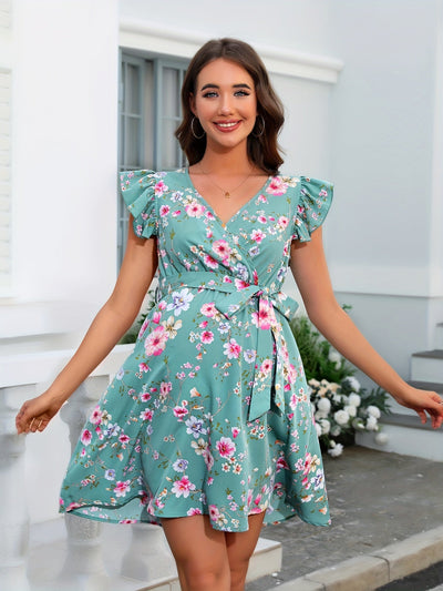 Wickelkleid mit Blumenmuster | Rüschenärmel | Feminin & Sommerlich