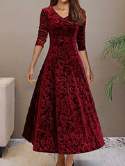 Isabella | Damen Samtkleid elegant modern stilvoll – Tiefes Rot