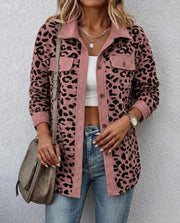 Miressia - Strickjacke mit Animal-Print und Knopfleiste – Pink