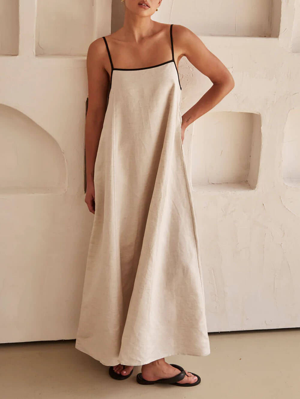 Trendy A-Linien Trägerkleid mit Kontrast-Design für Feiertage – Zoey