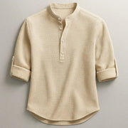 Jarvis - Strukturiertes Henley-Shirt – Khaki