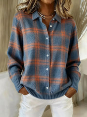 Ashara - weicher Karo-Cardigan – Blau