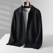 David | Moderne und Elegante Herren Strickjacke mit Reißverschluss – Schwarz