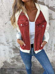 Alinique - Weiche Bomberjacke aus Strick-Denim – Rot