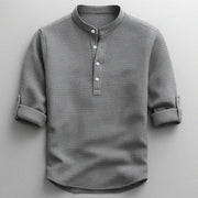 Jarvis - Strukturiertes Henley-Shirt – Grau