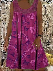 Ariadne - Elegantes Shiftkleid mit Blumenprint – Lila