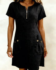 Sommerfeld | Leinenkleid in A-Linie – Schwarz