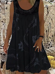 Ariadne - Elegantes Shiftkleid mit Blumenprint – Schwarz