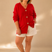 Halcyon - Soft-Touch-Cardigan mit Knöpfen – Rot