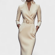 MANDARIN™  / ELEGANTES KLEID – Beige