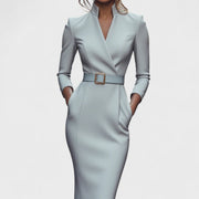 MANDARIN™  / ELEGANTES KLEID – Grau