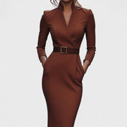 MANDARIN™  / ELEGANTES KLEID – Braun