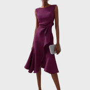 Sheila - Elegantes Damen-Midikleid mit Rüschendetails – Lila
