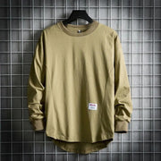 Leon | Herren Oversized Longsleeve Rundhals Langarm Basic – Khaki