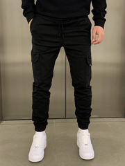 Herren Stretch Cargo Jogger Hose – Schwarz