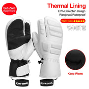 Herren Thermo-Fäustlinge für Wintersportler – Weiße 3 Finger