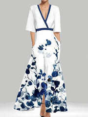Lea | Strand-Glamour Elegantes Maxi-Kleid-Ensemble mit Halbarm – Weiß