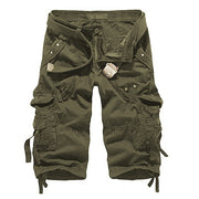 Herren unifarbene Cargo-Shorts mit mehreren Taschen – Armeegrün