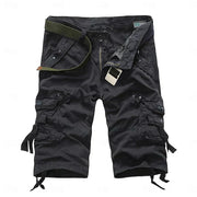 Herren unifarbene Cargo-Shorts mit mehreren Taschen – Dunkelgrau