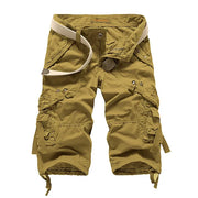 Herren unifarbene Cargo-Shorts mit mehreren Taschen – Khaki